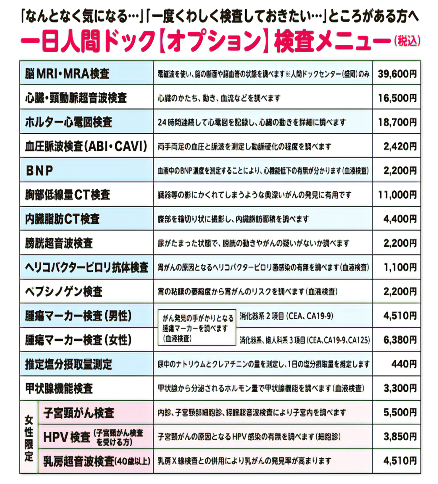 オプション検査項目